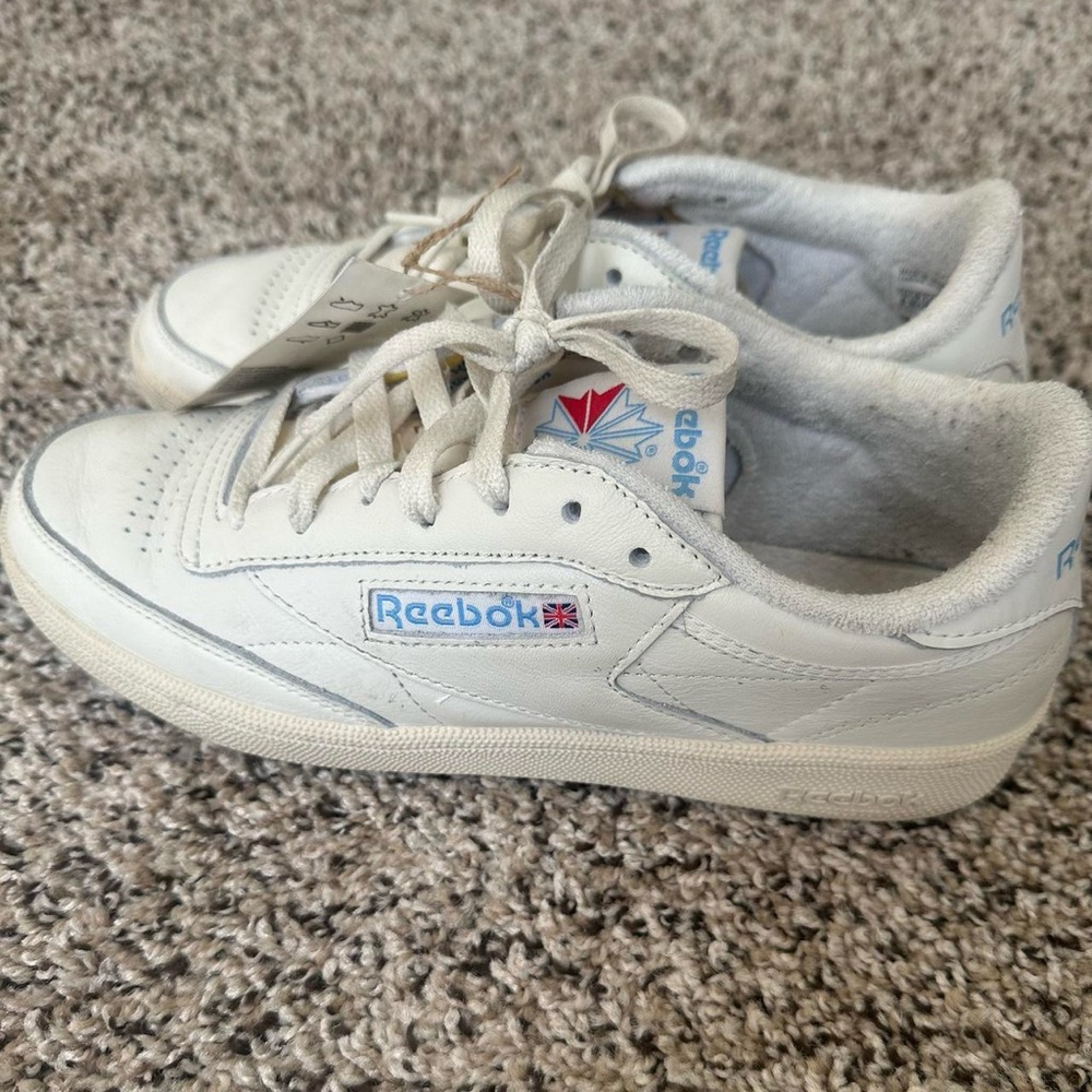 Reebok White & Blue Club C 85 Vintage Sneakers
